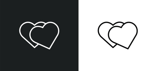 valentines heart line icon in white and black colors. valentines heart flat vector icon from valentines heart collection for web, mobile apps and ui.