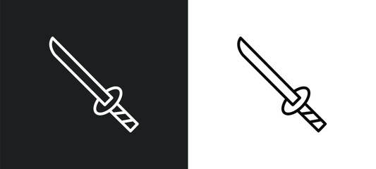 katana with handle line icon in white and black colors. katana with handle flat vector icon from katana with handle collection for web, mobile apps and ui.