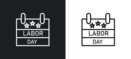 Naklejka na ściany i meble labor day line icon in white and black colors. labor day flat vector icon from labor day collection for web, mobile apps and ui.
