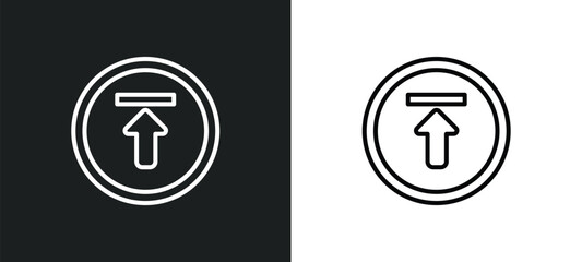 upload arrow with bar line icon in white and black colors. upload arrow with bar flat vector icon from upload arrow with bar collection for web, mobile apps and ui.