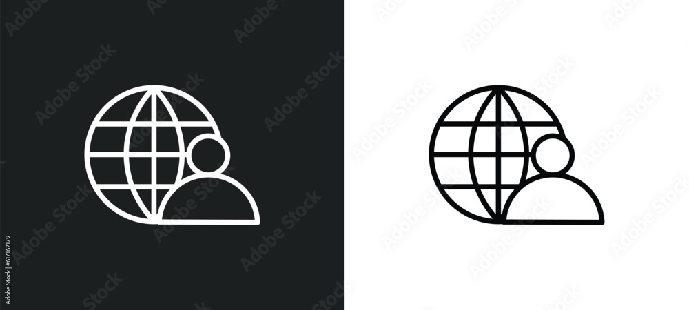 Poster user interface line icon in white and black colors. user interface flat vector icon from user interf