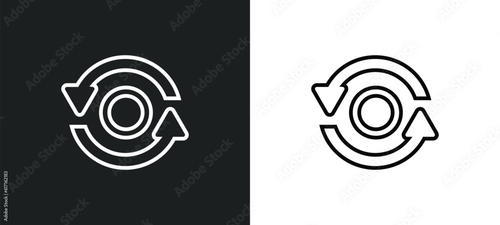 Poster data looping interface line icon in white and black colors. data looping interface flat vector icon 