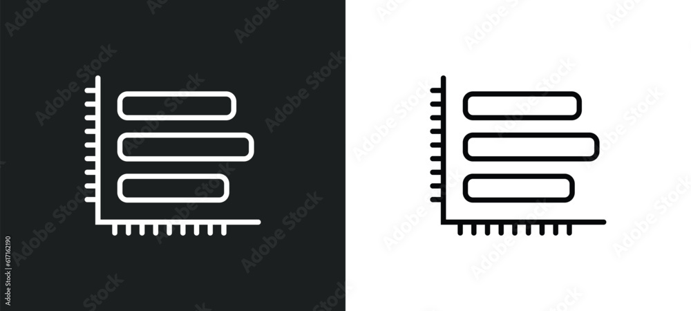 Poster simple chart interface line icon in white and black colors. simple chart interface flat vector icon 