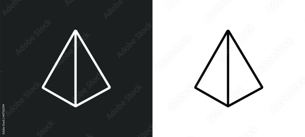 Poster triangular pyramid line icon in white and black colors. triangular pyramid flat vector icon from triangular pyramid collection for web, mobile apps and ui.
