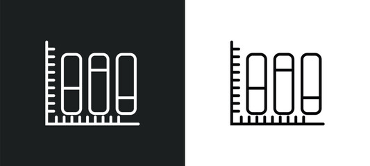 vertical data bars line icon in white and black colors. vertical data bars flat vector icon from vertical data bars collection for web, mobile apps and ui.