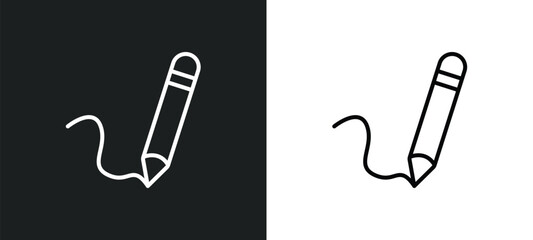 pen writing a line icon in white and black colors. pen writing a flat vector icon from pen writing a collection for web, mobile apps and ui.