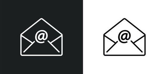email opened envelope line icon in white and black colors. email opened envelope flat vector icon from email opened envelope collection for web, mobile apps and ui.
