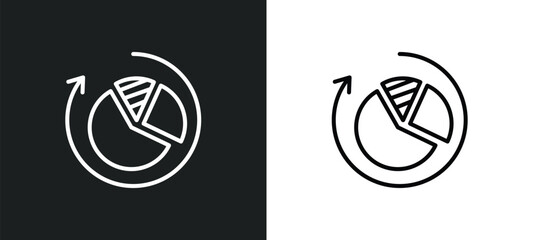 reload pie chart line icon in white and black colors. reload pie chart flat vector icon from reload pie chart collection for web, mobile apps and ui.
