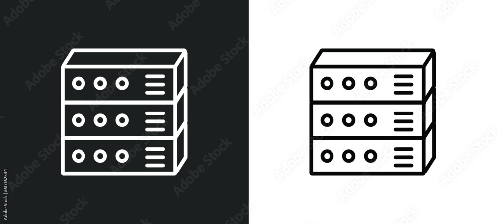 Poster disk storage line icon in white and black colors. disk storage flat vector icon from disk storage co
