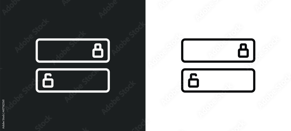 Poster slide to unlock line icon in white and black colors. slide to unlock flat vector icon from slide to 