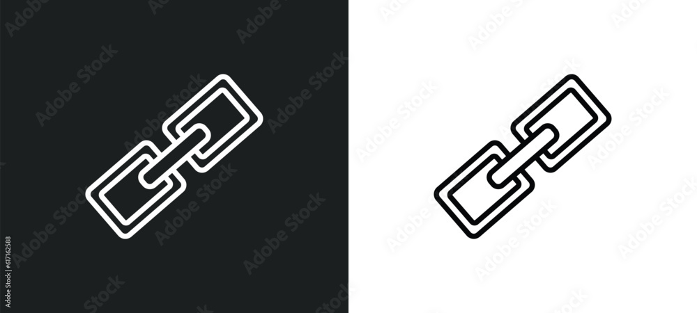 Poster link button line icon in white and black colors. link button flat vector icon from link button colle