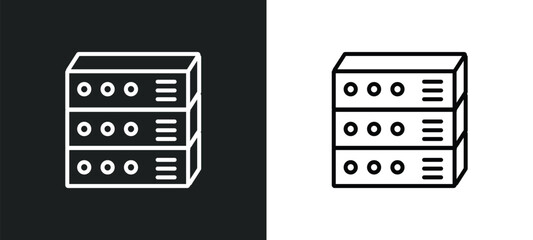 disk storage line icon in white and black colors. disk storage flat vector icon from disk storage collection for web, mobile apps and ui.