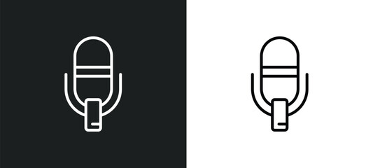 record voice button line icon in white and black colors. record voice button flat vector icon from record voice button collection for web, mobile apps and ui.