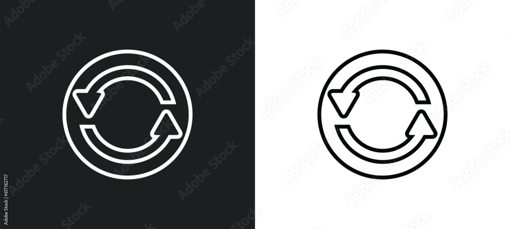 Poster synchronisation line icon in white and black colors. synchronisation flat vector icon from synchroni