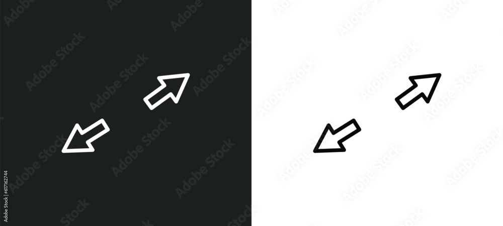 Poster expand tool line icon in white and black colors. expand tool flat vector icon from expand tool colle