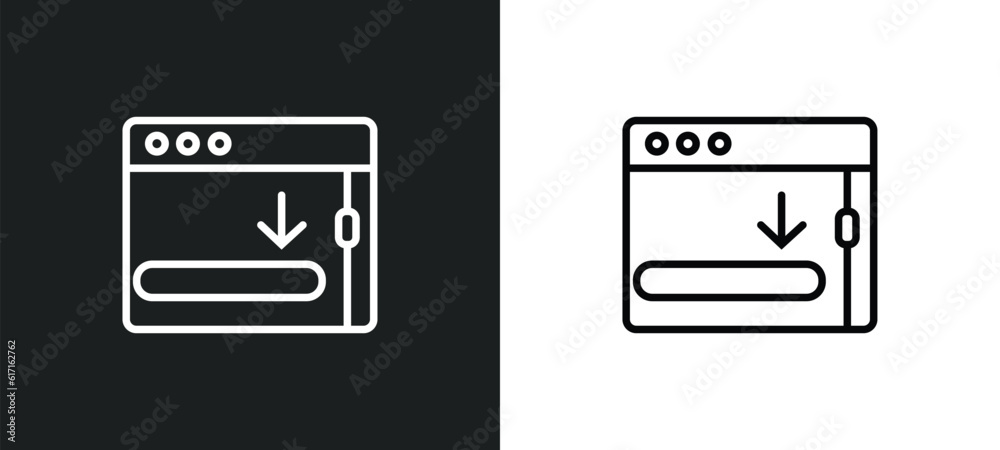Poster window scrolling right line icon in white and black colors. window scrolling right flat vector icon 