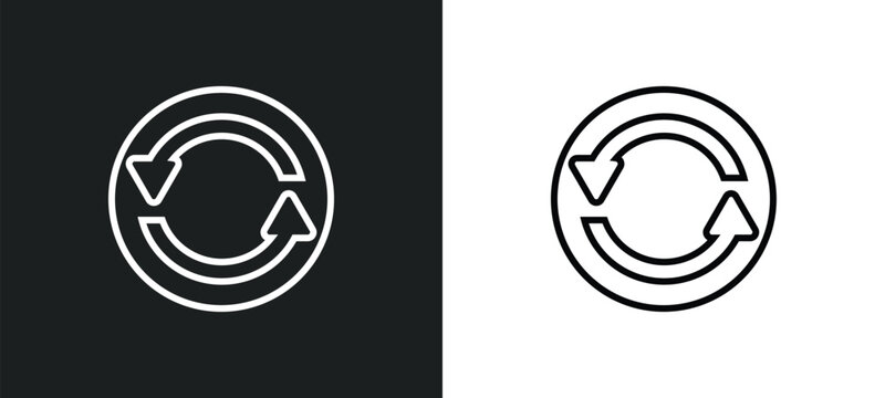 synchronisation line icon in white and black colors. synchronisation flat vector icon from synchronisation collection for web, mobile apps and ui.