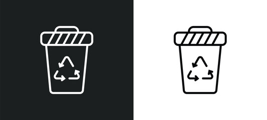recycling container line icon in white and black colors. recycling container flat vector icon from recycling container collection for web, mobile apps and ui.