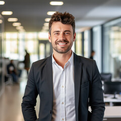 Fototapeta premium Beautiful positive office manager ai generated