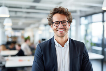 Obraz premium Beautiful positive office manager ai generated