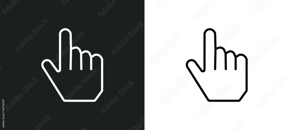 Poster mouse cursor line icon in white and black colors. mouse cursor flat vector icon from mouse cursor co