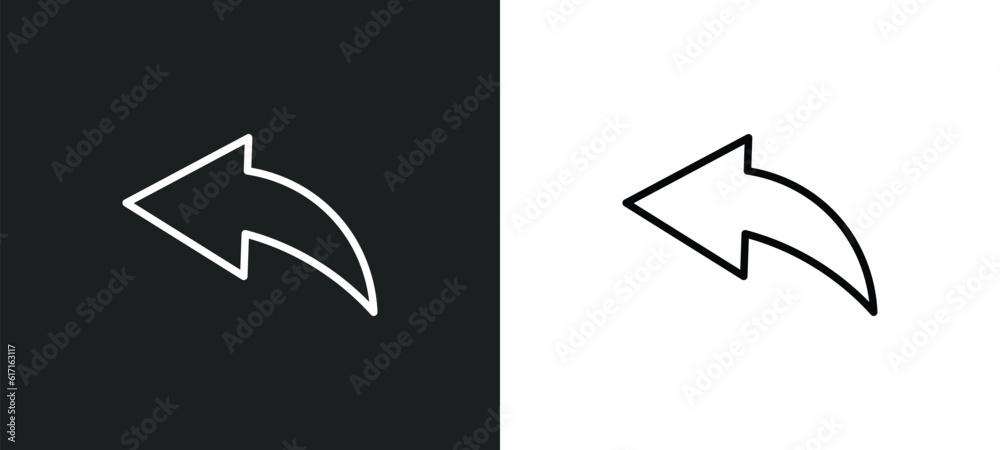 Poster arrow address back line icon in white and black colors. arrow address back flat vector icon from arr