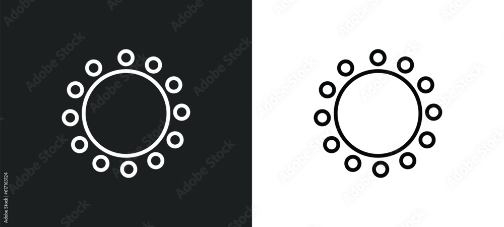 Poster selectioned circle line icon in white and black colors. selectioned circle flat vector icon from sel
