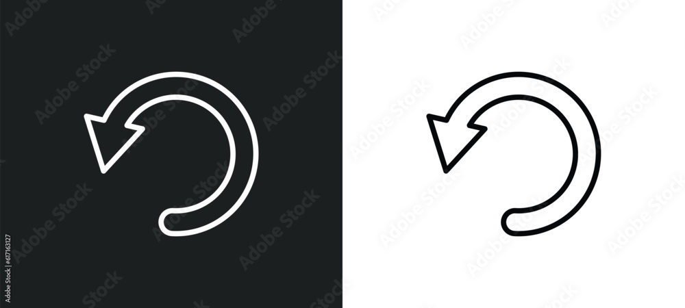 Poster reload webpage line icon in white and black colors. reload webpage flat vector icon from reload webp