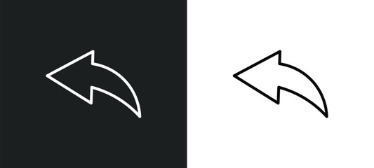 arrow address back line icon in white and black colors. arrow address back flat vector icon from arrow address back collection for web, mobile apps and ui.