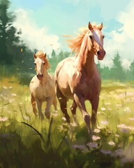 The field has horses. (Illustration, Generative AI)