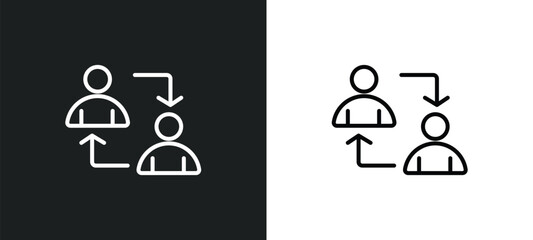 exchange personel line icon in white and black colors. exchange personel flat vector icon from exchange personel collection for web, mobile apps and ui. - obrazy, fototapety, plakaty