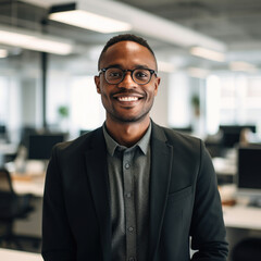 Fototapeta premium Beautiful positive office manager ai generated