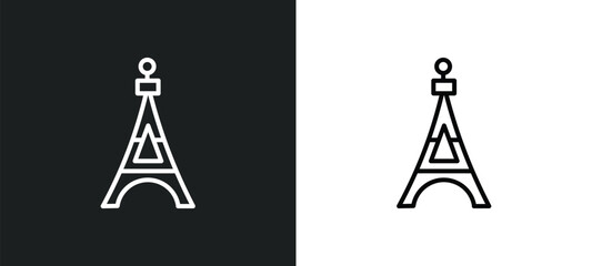 eiffel tower line icon in white and black colors. eiffel tower flat vector icon from eiffel tower collection for web, mobile apps and ui.