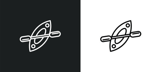 kayak line icon in white and black colors. kayak flat vector icon from kayak collection for web, mobile apps and ui.