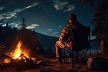 person outside enjoying camping life ai generated