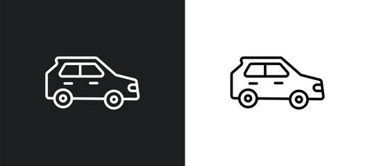 hatchback line icon in white and black colors. hatchback flat vector icon from hatchback collection for web, mobile apps and ui.