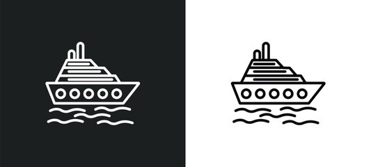 cruiser line icon in white and black colors. cruiser flat vector icon from cruiser collection for web, mobile apps and ui.