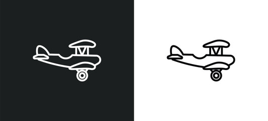 crop duster line icon in white and black colors. crop duster flat vector icon from crop duster collection for web, mobile apps and ui.
