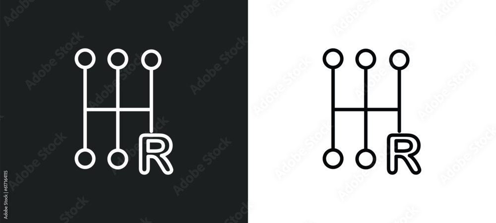 Poster shift line icon in white and black colors. shift flat vector icon from shift collection for web, mob