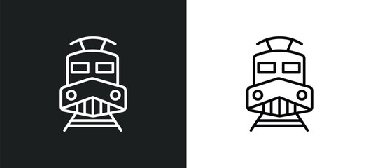 diesel train line icon in white and black colors. diesel train flat vector icon from diesel train collection for web, mobile apps and ui.