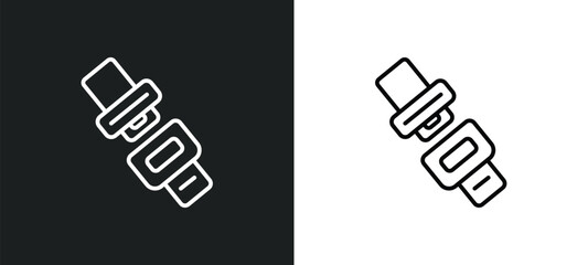 seatbelt line icon in white and black colors. seatbelt flat vector icon from seatbelt collection for web, mobile apps and ui.