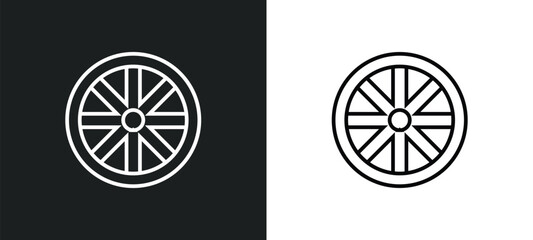 alloy wheel line icon in white and black colors. alloy wheel flat vector icon from alloy wheel collection for web, mobile apps and ui.