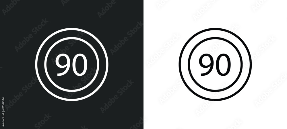 Poster speed limit line icon in white and black colors. speed limit flat vector icon from speed limit colle