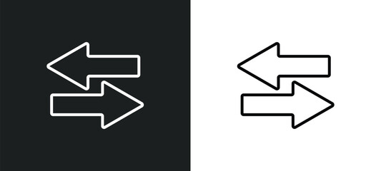 two ways line icon in white and black colors. two ways flat vector icon from two ways collection for web, mobile apps and ui.