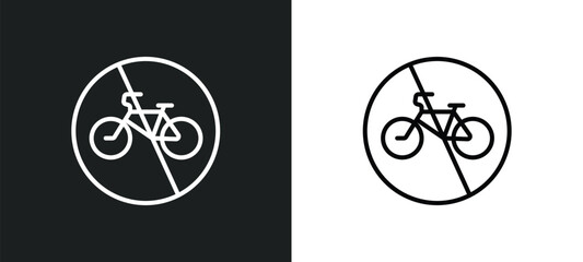 no bicycle line icon in white and black colors. no bicycle flat vector icon from no bicycle collection for web, mobile apps and ui.