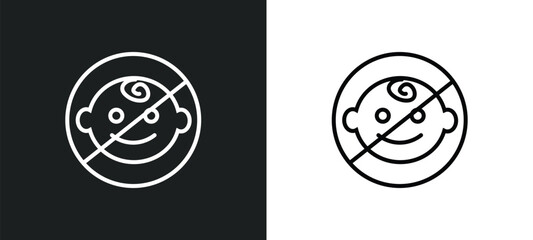 no children line icon in white and black colors. no children flat vector icon from no children collection for web, mobile apps and ui.