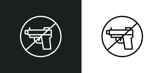 no weapons line icon in white and black colors. no weapons flat vector icon from no weapons collection for web, mobile apps and ui.