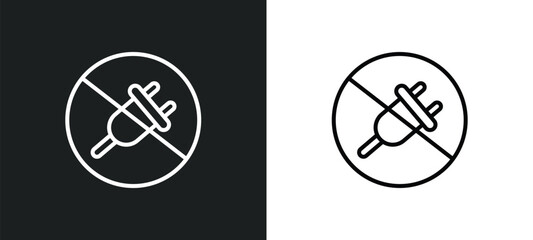 no plug line icon in white and black colors. no plug flat vector icon from no plug collection for web, mobile apps and ui.
