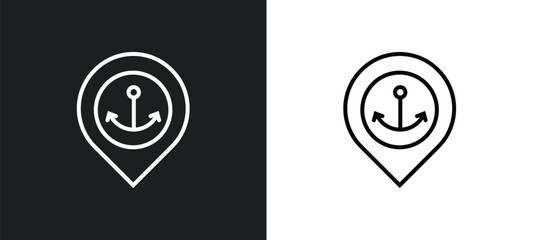 port line icon in white and black colors. port flat vector icon from port collection for web, mobile apps and ui.