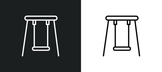 swing toy line icon in white and black colors. swing toy flat vector icon from swing toy collection for web, mobile apps and ui.